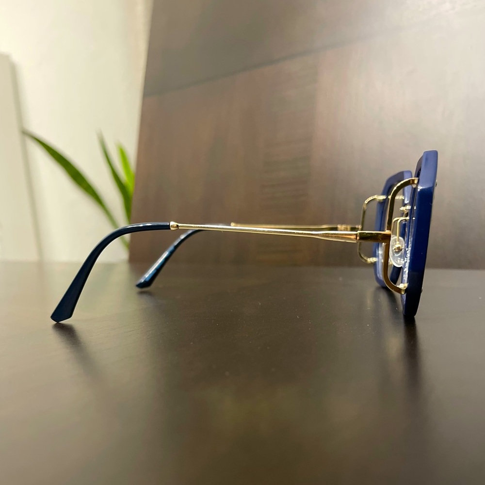 Trendy Navy And Gold Glasses - Picture 5 of 5